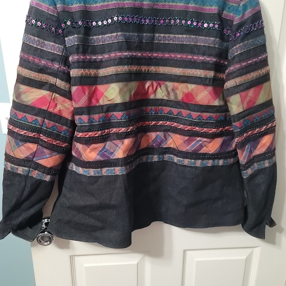 Coldwater Creek Denim Beaded Deco Open-Face Jacket Women's 14 EUC‎ - Picture 6 of 11